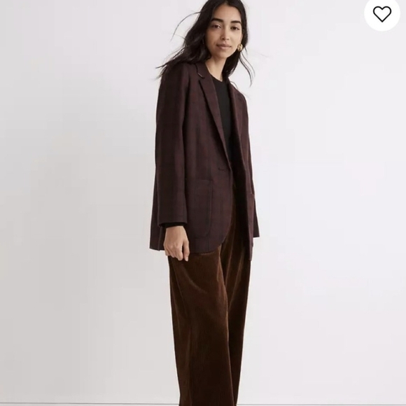 Madewell Larsen Blazer Windowpane Plaid Merlot XS NWOT - Picture 4 of 8
